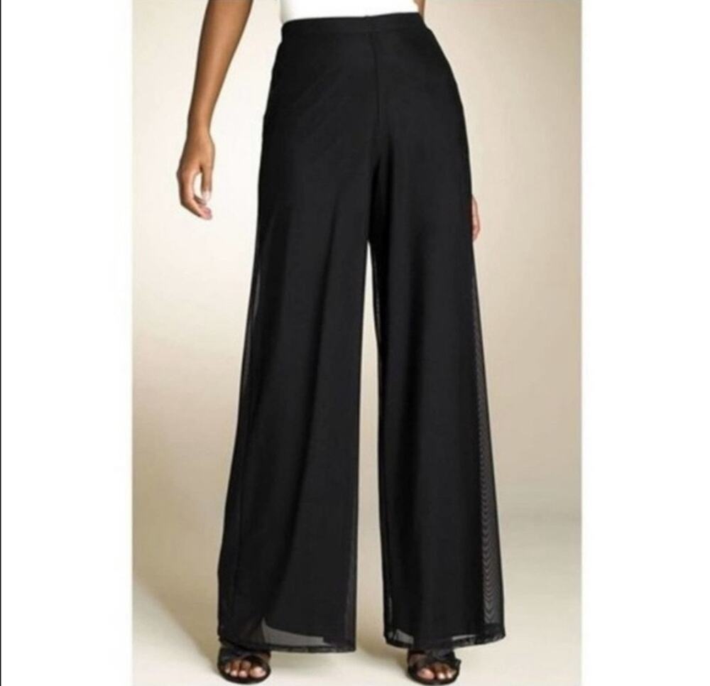 Tadashi Collection Palazzo Silk Hi Rise Wide Leg Flare Flowy Pants Size 12